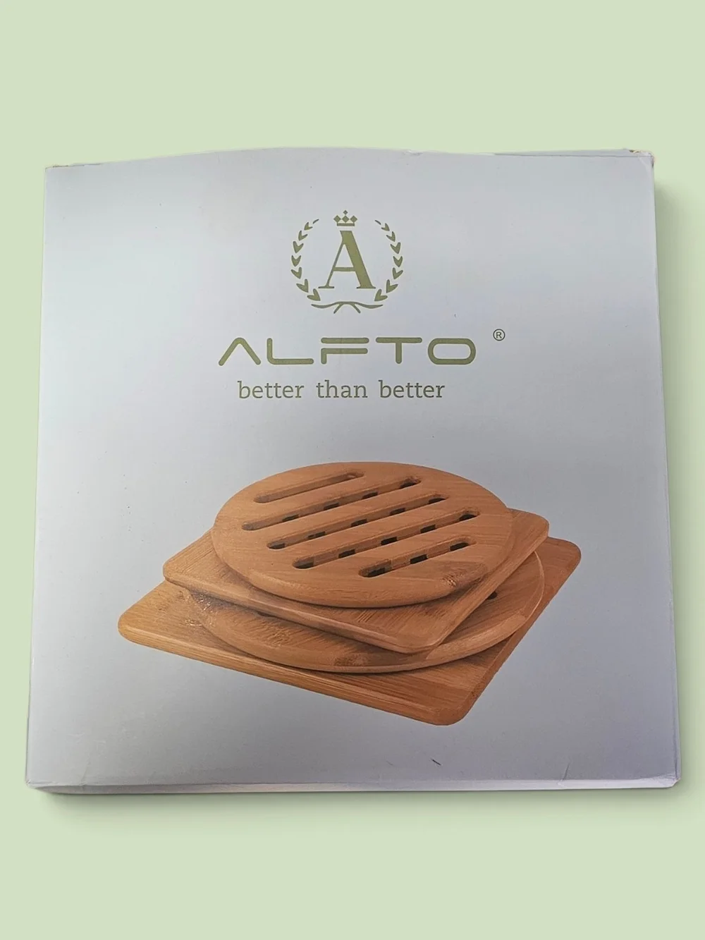 ALFTO BAMBOO Natural Wood Heat Pad Trivet Set